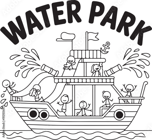 Aqua park flat vector illustration