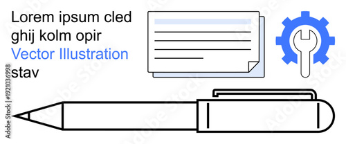 Task organization, productivity tools, office workflow, business documentation, writing tools, configuration processes. Image showing a pen, forms and a gear with a wrench. Task organization