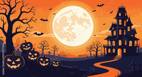 happy halloween day pumpkin monster vector background design