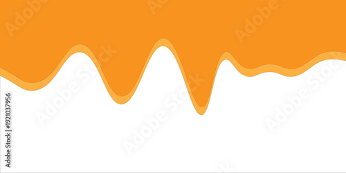 flowing melted caramel on white background. honey illustration. colorful wavy liquid corner. melting slime design element. abstract honey dripping pattern. dripping yellow paint. melting cheese.