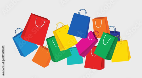 Colorful Shopping Bags Pile Illustration.