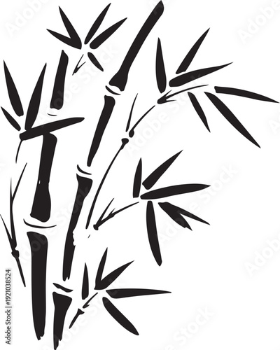 Bamboo branches outlined in black