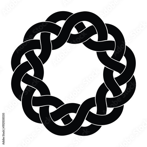 Intricate Celtic Knot Circular Design Black and White.