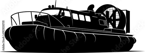 Amphibious hovercraft silhouette showing large propulsion fans