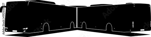 Articulated city transit bus side profile silhouette