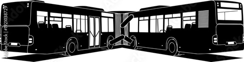 Articulated city bus silhouette for urban public transportation