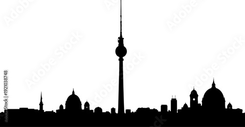 Berlin city skyline silhouette with the tv tower and cathedral