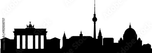 Berlin city skyline silhouette with brandenburg gate and tv tower