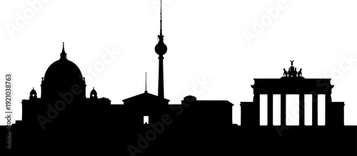 Berlin city skyline silhouette with tv tower and brandenburg gate