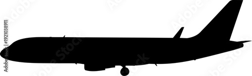 Commercial passenger airplane silhouette flying in the sky