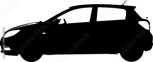 Compact hatchback car silhouette profile view