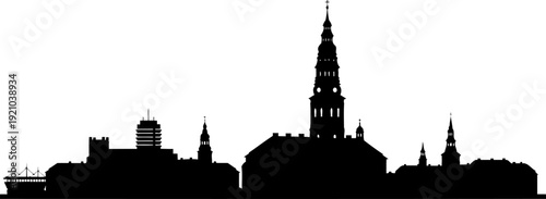 Copenhagen city skyline silhouette with christiansborg palace