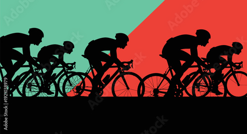 Cyclists Racing in a Competitive Event.