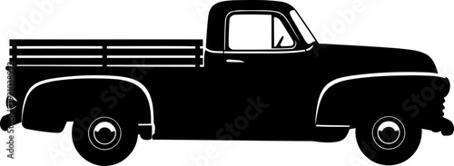 Classic vintage pickup truck silhouette in side profile