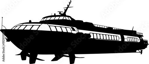 High speed hydrofoil ferry silhouette for passenger water transport