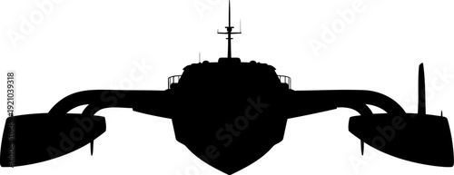 High-speed trimaran ferry silhouette from a front angle