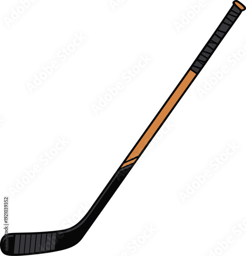 Hockey stick black and brown vector on white background.