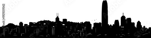 Hong kong skyline silhouette showcasing victoria harbour and skyscrapers