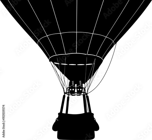 Hot air balloon basket and burner silhouette close up
