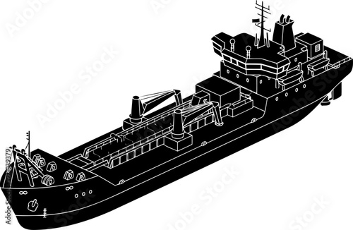 Industrial cargo ship transporting global maritime logistics