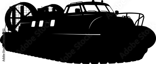 Hovercraft silhouette showing specialized air-cushion vehicle design