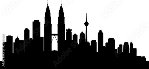 Kuala lumpur urban skyline silhouette featuring the petronas twin towers