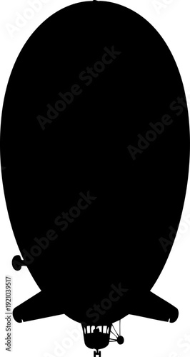 Large airship dirigible silhouette viewed from below