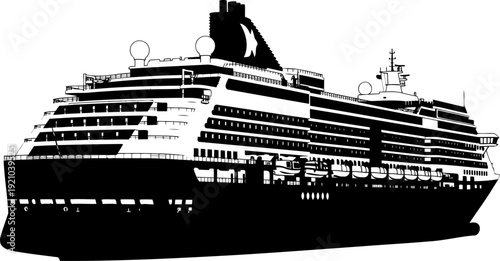 Large cruise ship silhouette representing maritime travel and tourism