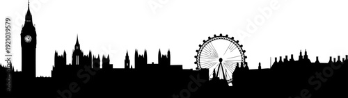 London city skyline silhouette with big ben