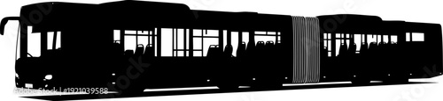 Long articulated public transit bus silhouette in profile