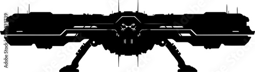 Massive futuristic spacecraft silhouette for deep space exploration