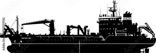 Massive oil tanker ship silhouette for global maritime logistics