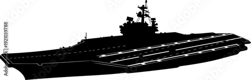 Military aircraft carrier silhouette patrolling the maritime territory