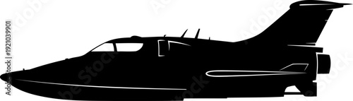 Modern private business jet silhouette in side profile
