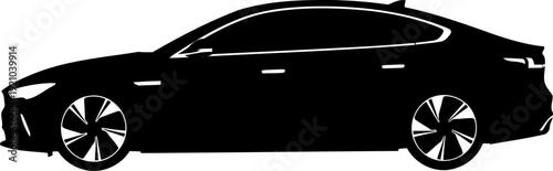 Modern sedan car silhouette side view profile