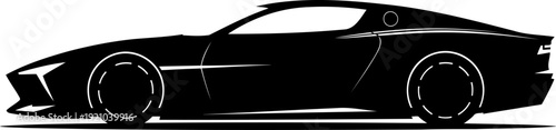Modern supercar side profile silhouette with sharp lines