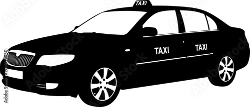 Modern taxi sedan silhouette for urban public transportation