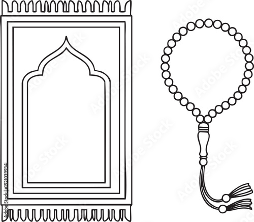 Prayer mat and tasbih for spiritual devotion and mindfulness practices