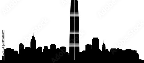 Shenzhen city silhouette featuring ping an finance center skyscraper