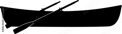 Simple rowboat silhouette with two oars for leisure and fishing