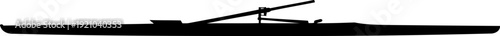 Single scull rowing boat silhouette with long oars on water