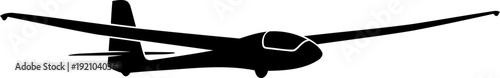 Sleek glider sailplane silhouette soaring through the sky