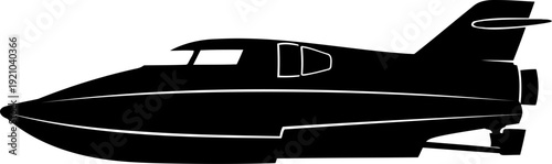 Sleek high-speed powerboat silhouette for marine racing
