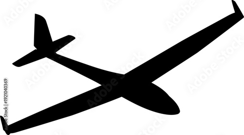 Sleek glider plane silhouette soaring through the air