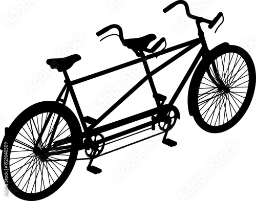 Tandem bicycle silhouette designed for two riders