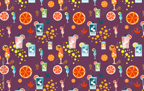 mocktail cocktail seamless pattern vector