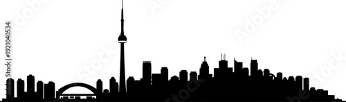 Toronto city silhouette showing cn tower and urban skyline