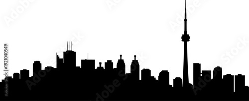 Toronto city skyline silhouette with cn tower landmark
