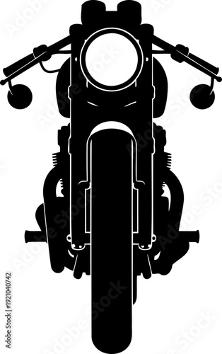Vintage cafe racer motorcycle silhouette from a front view