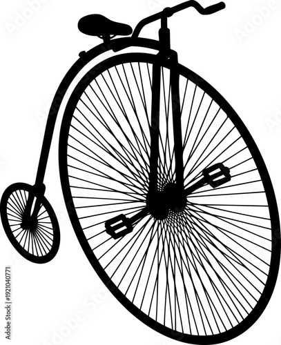 Vintage penny farthing bicycle silhouette side view